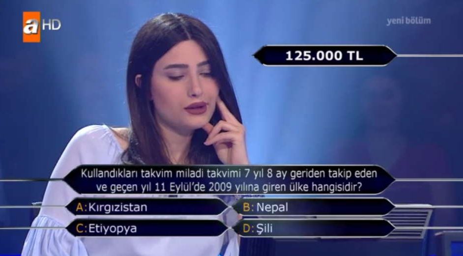 Kullandıkları takvim miladi takmivini 7 yıl 8 ay geriden takip eden ve geçen yıl 11 eylül'de 2009 yılına giren ülke
