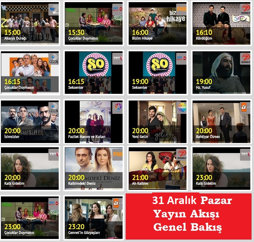 4 Şubat 2018 Pazar Yayın Akışı, Hangi Diziler Var?